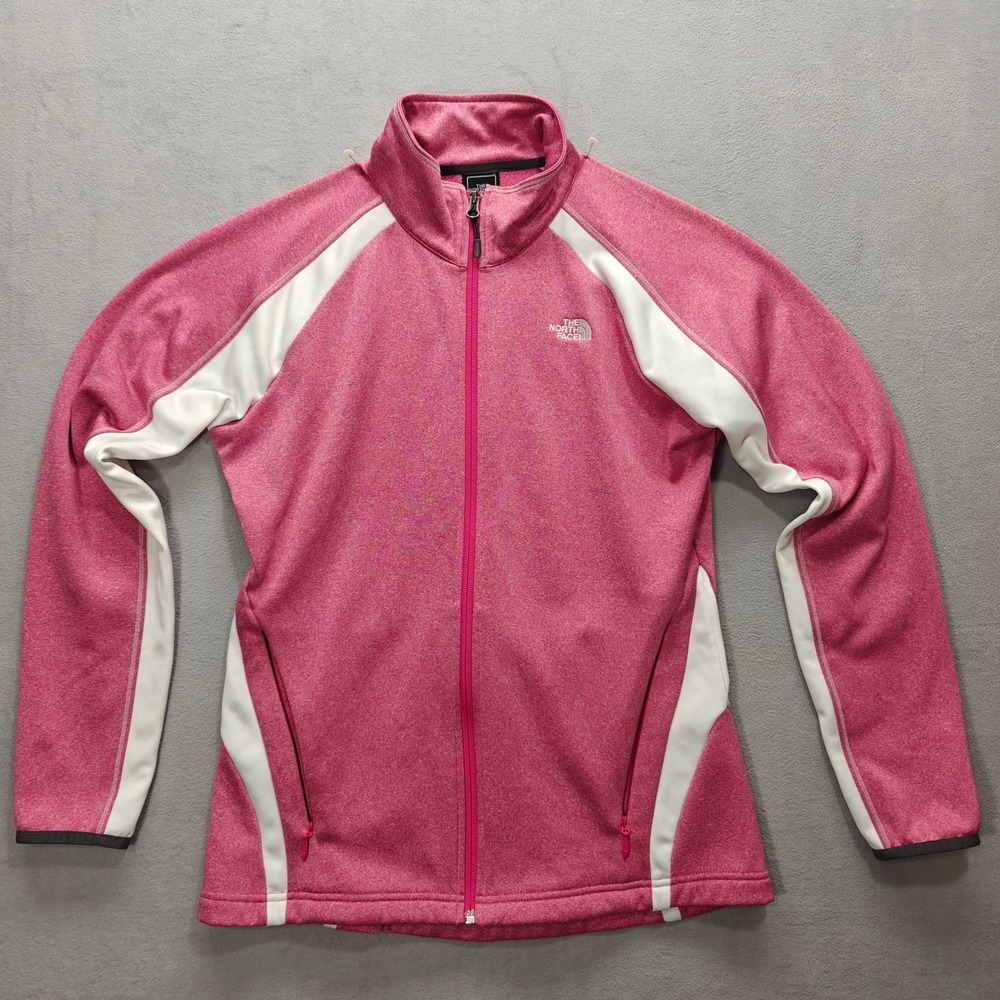 The North Face Pink Mock Neck Full Zip Sweatshirt Womens L Athleisure Gym Sporty - Picture 1 of 12